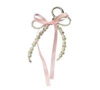 Shuade Porte-clés ornement de perles en forme de cœur avec ruban de 17 cm - Accessoire décoratif léger pour sacs, clés, nœud, bijoux