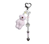 Shuade Porte-clés tendance en forme d'ours en peluche douce avec chaîne de perles et pendentif coloré pour sac - Accessoire de perles - Ornement pour filles - Pendentif ours, E, taille unique