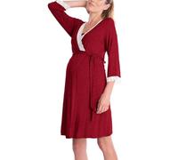 Shuade Robe de nuit de maternité en coton, vêtements de nuit d'allaitement pour femmes enceintes, vêtements de nuit, ceinture réglable, robe de pyjama respirante, J, XXL