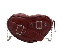 Shuade Sac à main en cuir synthétique en forme de cœur pour femme, Rouge