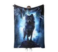 SHUAIG Couverture en Flanelle avec Motif Loups - Couverture Polaire Moelleuse, Douce et Chaude - Imprimé Loup 3D - Couverture de canapé pour Adolescents et Adultes.(W5, 130x150 cm)