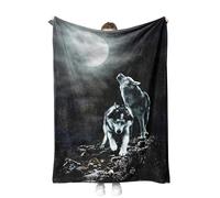 SHUAIG Couverture en Flanelle avec Motif Loups - Couverture Polaire Moelleuse, Douce et Chaude - Imprimé Loup 3D - Couverture de canapé pour Adolescents et Adultes.(W2, 150x200 cm)