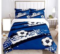 SHUAIG Housse de Couette Football,Enfants en Lin Set 3D Printing Football Moteur Microfibre Couverture de lit Ensemble(Style 2, 220x240cm)