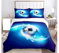 SHUAIG Housse de Couette Football,Enfants en Lin Set 3D Printing Football Moteur Microfibre Couverture de lit Ensemble(Style 4, 135x200cm)