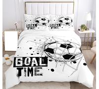 SHUAIG Housse de Couette Football,Enfants en Lin Set 3D Printing Football Moteur Microfibre Couverture de lit Ensemble(Style 1, 220x240cm)
