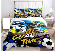 SHUAIG Housse de Couette Football,Enfants en Lin Set 3D Printing Football Moteur Microfibre Couverture de lit Ensemble(Style 3, 135x200cm)