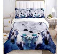 SHUAIG Housse de Couette Loup pour Les Chevaux 3D Printing, Enfants en Lin Set Animal Loup Moteur Microfibre Couverture de lit Ensemble (W2, 135x200cm)