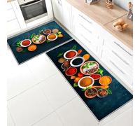 SHUAIG Lot de 2 Tapis de Cuisine antidérapant,Lavable Tapis de Cuisine avec Autocollants antidérapants pour Cuisine, Couloir, Chambre à Coucher, Salle de Bain(Style M, 40x60 + 40x120 cm)