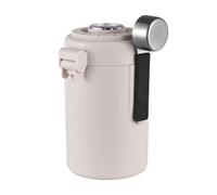 SHUAIGUO Boîte à café Hermétique avec Enregistrement de la Date, Double Couche, Pot Alimentaire en Acier Inoxydable de 600ml, pour Récipient Grains café, Stockage à Domicile (Beige)