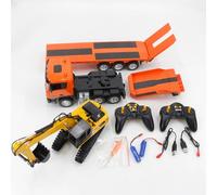 SHUAIGUO Ensemble de Camion de Construction RC 2,4 G, Kit Modèle Véhicule D'ingénierie télécommandé Réaliste et Fidèle avec Son et Lumières pour Un Maximum Plaisir, Orange
