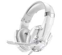 SHUAIGUO KOTION EACH G9000 Casque de Jeu LED avec Micro pour une Expérience de Jeu Immersive, pour les Jeux en équipe, Conception Pliable (Blanche)