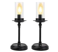 SHUAIGUO Lampe de Table Rechargeable Lampe de Bureau avec Fonction Gradation en Continu, Température Couleur Chaude 3 000 K pour Un Dîner Confortable, Couleur du Produit : Noir (2 pièces)