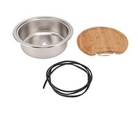 SHUAIGUO Lavabo RV 304 Basin de Lavage à Main en Acier Inoxydable, 360x120 Mm avec un Bloc de Coups Bambou, Conception d'économie d'espace pour Camping-car en Bateau