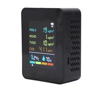 SHUAIGUO Moniteur de qualité de L'air Domestique, Détecteur Multifonctionnel 6 en 1 avec Grand écran, Testeur Température et d'humidité PM2.5 HCHO TVOC CO2 (MT07WT Noir)