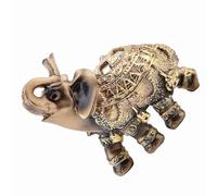 SHUAIGUO Statue de Résine d'éléphant d'or - Grand Symbole de Richesse Chanceux, Décoration Exquise à la Main et au Bureau, Feng Shui (Taille Moyenne dorée)