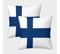 SHUAIOIN Finlande Housse De Coussin Ensemble De 2 Drapeau européen Décoratives Salon De Jardin Extérieur Lot De 2 Motif Imprimé Confort Et Douceur Garantis Confort du Salon 40x40cm