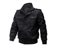 Shuanghao Blouson Aviateur Homme Coton Chaud Hiver RandonnéE Escalade Zipper Veste Militaire Bombers Cargo Homme ExtéRieur Manteau Coupe-Vent Travail VêTements D’ExtéRieur Multipoche Noir S