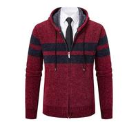 Shuanghao Homme Automne Hiver Pull Sweater Chandail Tricot Sweatshirt à Capuche Hoodie Cardigan Pullover Manteau Jacket Blousons Coat Veste en Maille Chaud Polaires Doublé Large Homme M (Stripes)