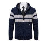 Shuanghao Homme Automne Hiver Pull Sweater Chandail Tricot Sweatshirt à Capuche Hoodie Cardigan Pullover Manteau Jacket Blousons Coat Veste en Maille Chaud Polaires Doublé Large Homme XL (Stripes)
