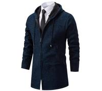 Shuanghao Homme Automne Hiver Sweater Chandail Tricot Sweatshirt à Capuche Hoodie Cardigan Pullover Manteau Jacket Blousons Coat Veste en Maille Chaud Polaires Doublé Large Homme XS (Longue Section)