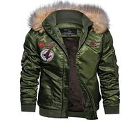 Shuanghao Homme Hiver Chaude Blouson-Veste Aviateur-Militaire Armée-Bombers Manteau Veste - Blouson Top Gun Baseball Hiver Printemps Automne à Capuche Amovible en Polaire Jacket Coat Pour Hommes
