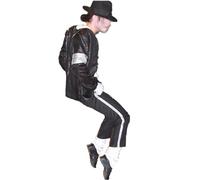 Shuanghao M J Cosplay Kid Costume de Cosplay Adulte 4 pcs MJ Billie Jeans Veste + Pantalon + Chaussettes + Gant (W: 25-32kg H:120-130cm)