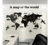Shuanghao Stickers Autocollant Muraux Murale Wall Décoration 3D Art DIY Carte Du Monde Acrylique Cristal Bureau Étude Salon Canapé Fond Décor Murale Wall Muraux Autocollant Stickers Noir 230 120