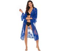 Shuanghao Tunique Tenue Pareo Paréo Kimono Robe Caftan Kaftan Cache Maillot de Bain Femme de Plage Ete Long Dos Nu Noir Blanc Gilet Dentelle Grande Taille Boho Crochet Mousseline Femme été ¨¦t¨¦ Sexy