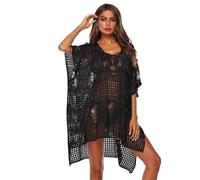 Shuanghao Tunique Tenue Pareo Paréo Kimono Robe Caftan Kaftan Cache Maillot de Bain Femme de Plage Ete Long Dos Nu Noir Blanc Gilet Dentelle Grande Taille Boho Crochet Mousseline Femme été ¨¦t¨¦ Sexy