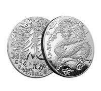 Shuangliao Dragon Chinois Porte-Bonheur, Monnaie du Nouvel an Chinois du Dragon 2024, Or/Argent Pièces Commémoratives L'année du Dragon, Pièce De Collection pour Chance, Santé, Richesse