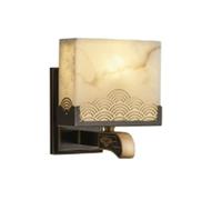 SHUANGZ Applique Murale Carrée En Albâtre Naturel, Applique Murale En Marbre, Applique Murale De Salle De Bain, Applique Murale En Pierre Style Milieu Du Siècle, Applique Murale Dorée Pour Chambre