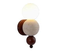 SHUANGZ Applique Murale Décorative En Travertin Jaune Naturel, Style Moderne, Douille E27, Base En Noyer, Idéale Pour Couloir, Chambre, Salon, Salle De Bain Ou Entrée
