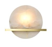 SHUANGZ Applique Murale Ronde En Laiton Et Albâtre, Style Minimaliste Et Moderne, Idéale Pour La Lecture Dans Une Chambre, Un Salon Ou Une Cuisine, Finition Laiton Rétro