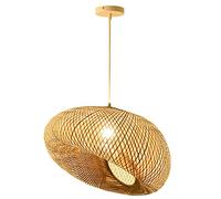 SHUANGZ Lampe À Suspension en Soie De Bambou Naturel Abat-Jour en Osier À 1 Lumière Lustre De Décoration De Ferme Vintage, Paquet De 1 pour Îlot De Cuisine, Chambre À Coucher, Salle À Manger,