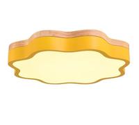 SHUANGZ Plafonnier en Bois Macaron avec Accent Bois, Panneau Lumineux Luminaires De Plafond À Intensité Variable Tricolore Économie D'énergie 36 W 3 500 LM pour Chambres, Bureaux
