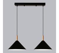 SHUANGZ Suspension À 2 Lumières Pour Îlot De Cuisine Lampe Suspendue Blanche Mate Avec Métal Et Bois Luminaire Minimaliste Pour Maison, Salle À Manger, Couloir, Café, Douille Décorative E26