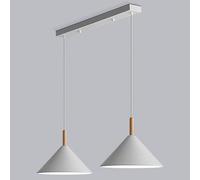 SHUANGZ Suspension À 2 Lumières Pour Îlot De Cuisine Lampe Suspendue Blanche Mate Avec Métal Et Bois Luminaire Minimaliste Pour Maison, Salle À Manger, Couloir, Café, Douille Décorative E26