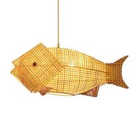 SHUANGZ Suspension Chinoise en Bambou Lustre De Salle À Manger en Forme De Poisson Lampe Suspendue Lanterne en Rotin Tissé À La Main Lampes Décoratives Creuses Éclairage De Plafond E27