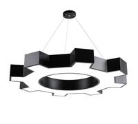 SHUANGZ Suspension Industrielle À Engrenages Éoliens Plafonnier À 1 Anneau, Finition Noire Moderne, Lustre D'éclairage Lampe LED En Acrylique, Lampe De Bureau, Salle De Sport, Suspension