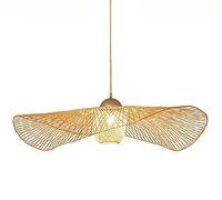 SHUANGZ Suspension Vintage en Bambou Lustres Naturels Créatifs Suspension en Rotin sur Pied E27 Éclairage De Plafond De Ferme De Cuisine Lampes De Décoration De Salon De Lampe