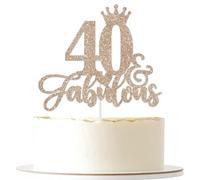 ShuanQ Décoration de gâteau 40 & Fabulous - Panneau « Happy 40th Birthday » - Décoration de gâteau pour 40e anniversaire - Pour homme et femme