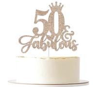 ShuanQ Décoration de gâteau 50 & Fabulous - Panneau « Happy 50th Birthday » - Décoration de gâteau pour 50e anniversaire - Décoration de gâteau pour homme et femme