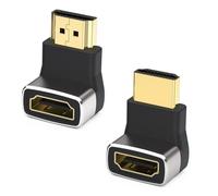 SHUBEIEUMI 2 Pièces Adaptateur HDMI Coudé 8K, 8K 2.1 Rallonge HDMI Mâle Femelle Angle Droit HDMI Coudé Adaptateur 90 Degrés et 270 Degrés Plaqué Or Compatible, avec HD, TV, PS4, Xbox, Portable