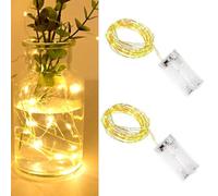 SHUBEIEUMI 2 Pièces Guirlande Lumineuse à Fil LED, 1M 10LED Guirlandes Lumineuses à Piles, pour Les Fêtes de Noël, la Fête, et Le décor de Votre Chambre et Jardin