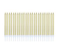 SHUBEIEUMI 24 pièces Bougies de gâteau d'anniversaire, Bougie Anniversaire Longue avec Supports, Bougies Fine pour Enfants et Adultes pour gâteau d'anniversaire décoratif