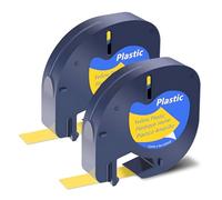 SHUBEIEUMI 2x Ruban pour Étiqueteuse Compatible pour Dymo LetraTag 91331 91201 91221 Ruban Plastique 12mm x 4m Noir sur Jaune, for LT-100H LT-100T XR LT-110T 200B Label Printers