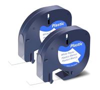 SHUBEIEUMI 2x Ruban pour Étiqueteuse Compatible pour Dymo LetraTag 91331 91201 91221 Ruban Plastique 12mm x 4m Noir sur Blanc, for LT-100H LT-100T XR LT-110T 200B Label Printers