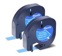SHUBEIEUMI 2x Ruban pour Étiqueteuse Compatible pour Dymo LetraTag 91331 91201 91221 Ruban Plastique 12mm x 4m Noir sur Bleu, for LT-100H LT-100T XR LT-110T 200B Label Printers
