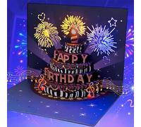 SHUBEIEUMI 3D Carte Anniversaire, Carte Pop up Anniversaire avec Musique et Lumière, Cartes Anniversaire pour Hommes et Femmes, Cartes de Vœux Avec Enveloppe Pour Famille, Compagnon (Bleu)