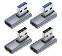SHUBEIEUMI 4 Pièces Adaptateur USB 3.1 90 Degrés, Adaptateurs OTG d'angle USB, 90 Degrés à Angle Droit Mâle à Femelle Adaptateur, USB Coupleur pour PC, Ordinateur Portable(2 Gauche et 2 Droites)